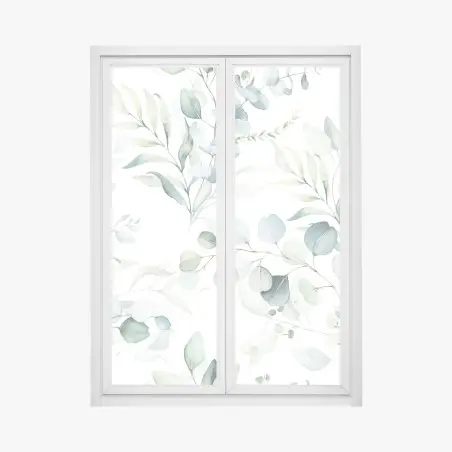Window decal watercolor eucalyptus leaves pattern • Wallissimo®