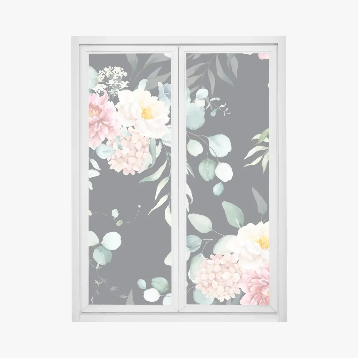 Window decal elegant watercolor floral print on dark background • Wallissimo® Window decal elegant watercolor floral print on dark background • Wallissimo®