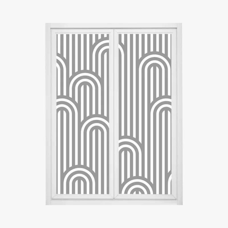 Window decal black and white geometric stripe pattern
