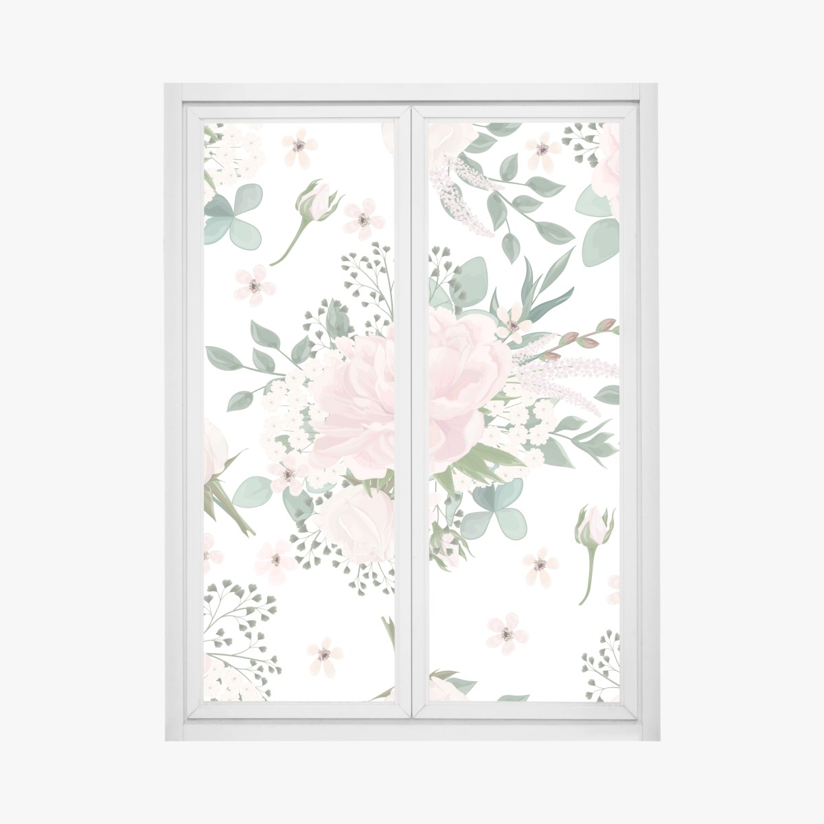 Window decal soft pink peony floral pattern • Wallissimo® Window decal soft pink peony floral pattern • Wallissimo®