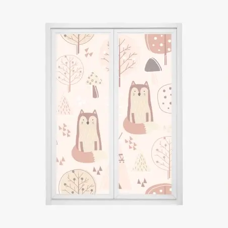 Window decal woodland foxes nursery pattern • Wallissimo®