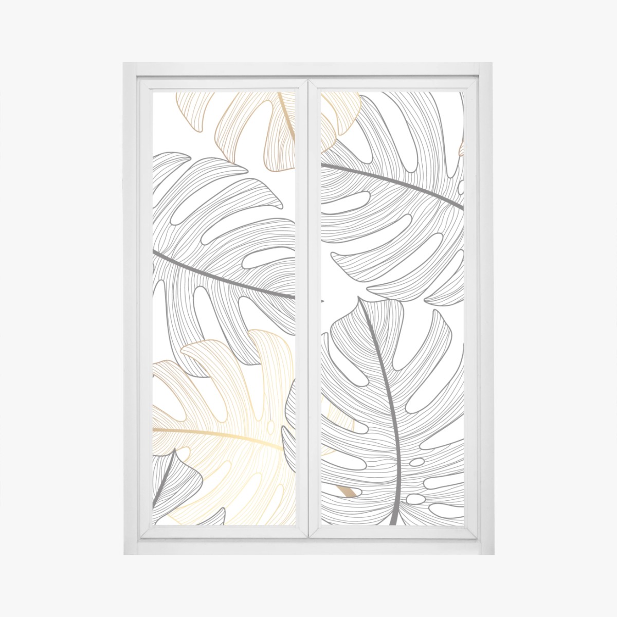 Window decal monstera leaf pattern with gold accents • Wallissimo® Window decal monstera leaf pattern with gold accents • Wallissimo®