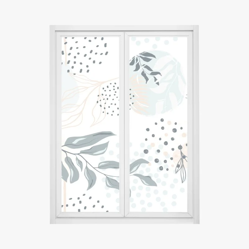Window decal pastel botanical abstract design
