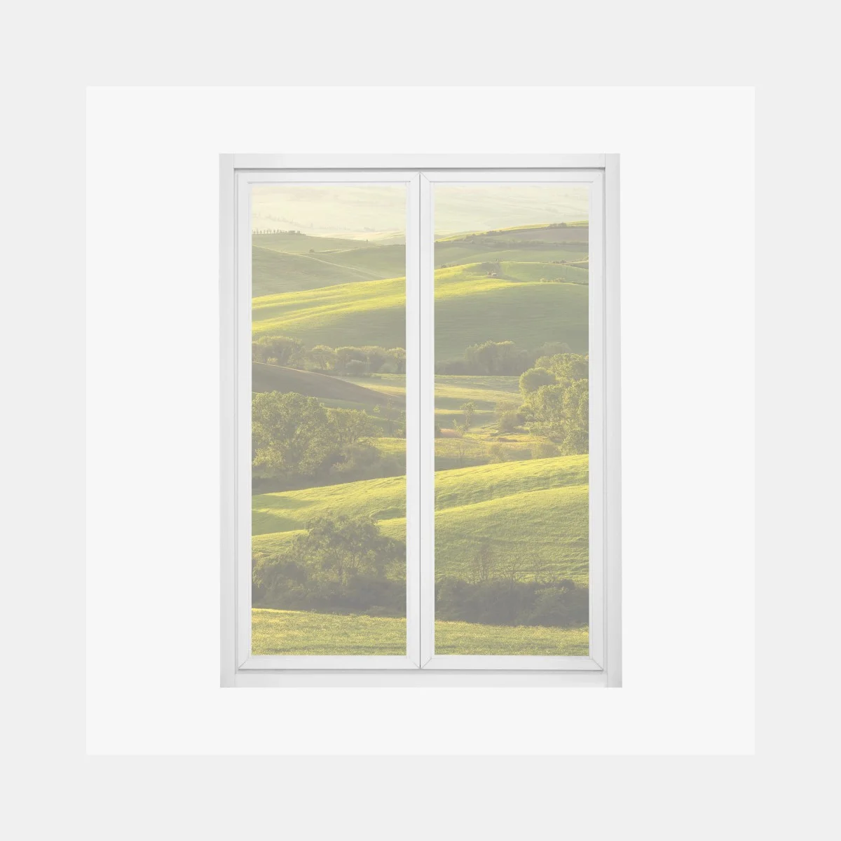 Window decal sunlit rolling green hills • Wallissimo® Window decal sunlit rolling green hills • Wallissimo®