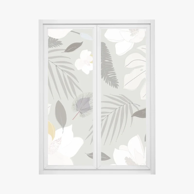 Window decal soft pastel botanical pattern