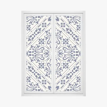 Window decal navy damask tile pattern • Wallissimo®