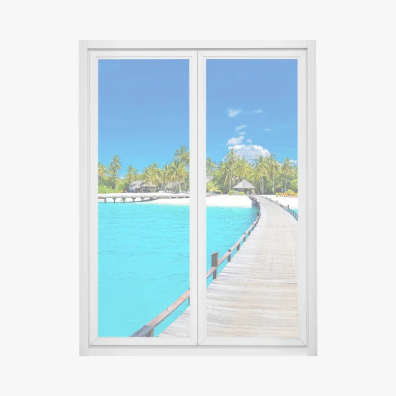 Window decal tropical turquoise paradise beach