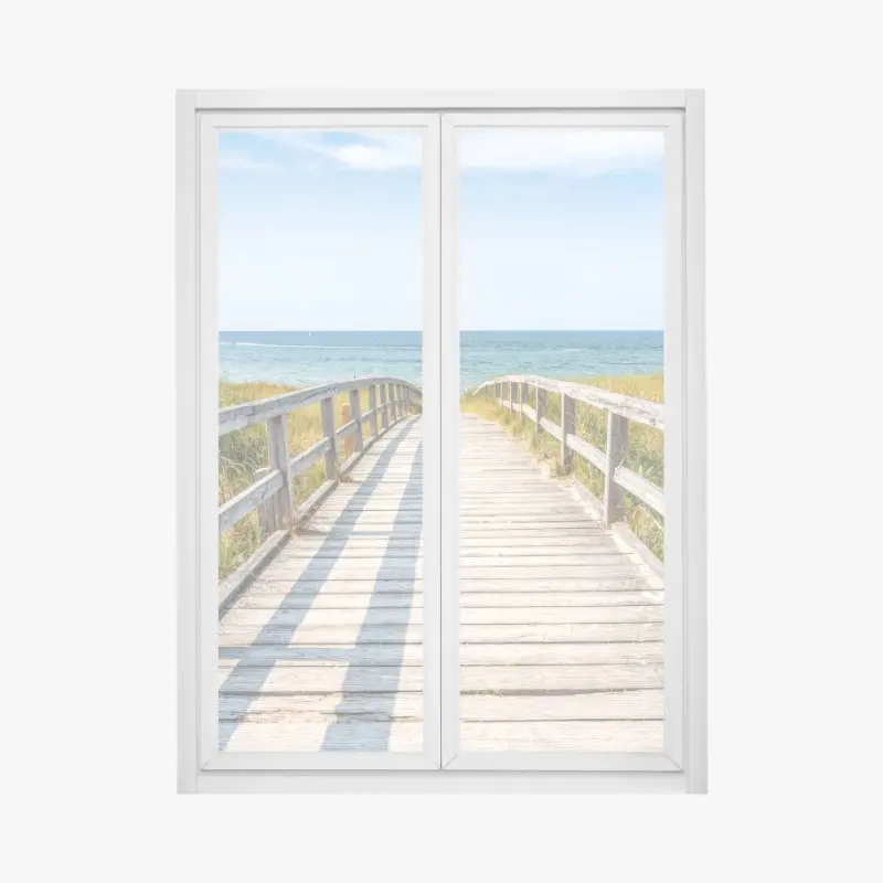 Window decal boardwalk to the sea