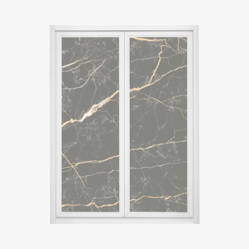 Window decal black marble with gold veins