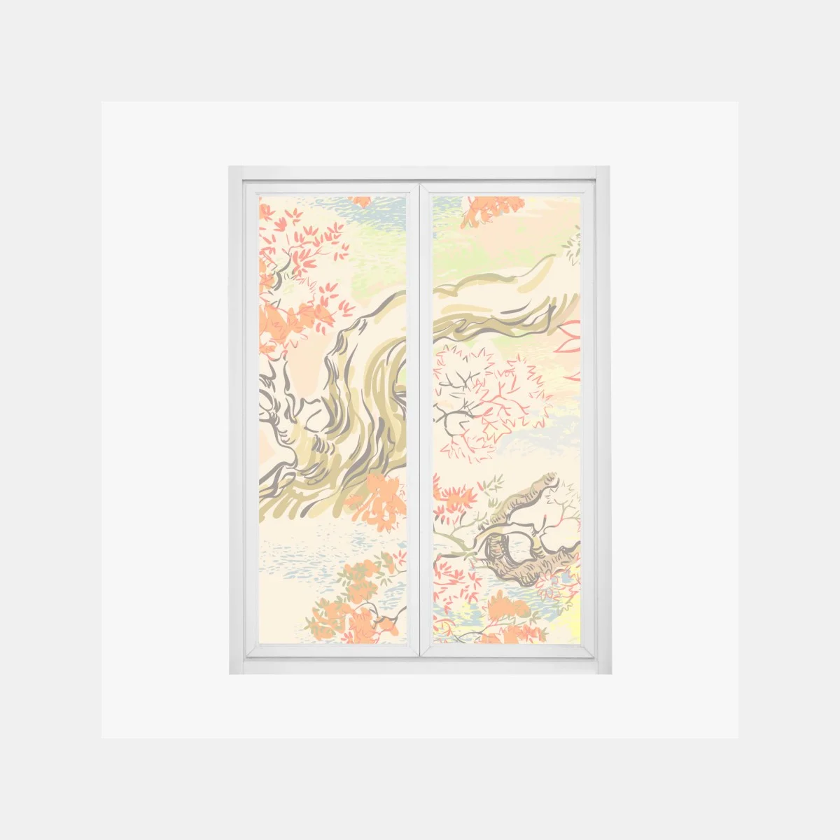 Window decal serene oriental tree and leaf pattern ⁕ Wallissimo® Window decal serene oriental tree and leaf pattern ⁕ Wallissimo®