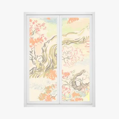 Window decal serene oriental tree and leaf pattern • Wallissimo®