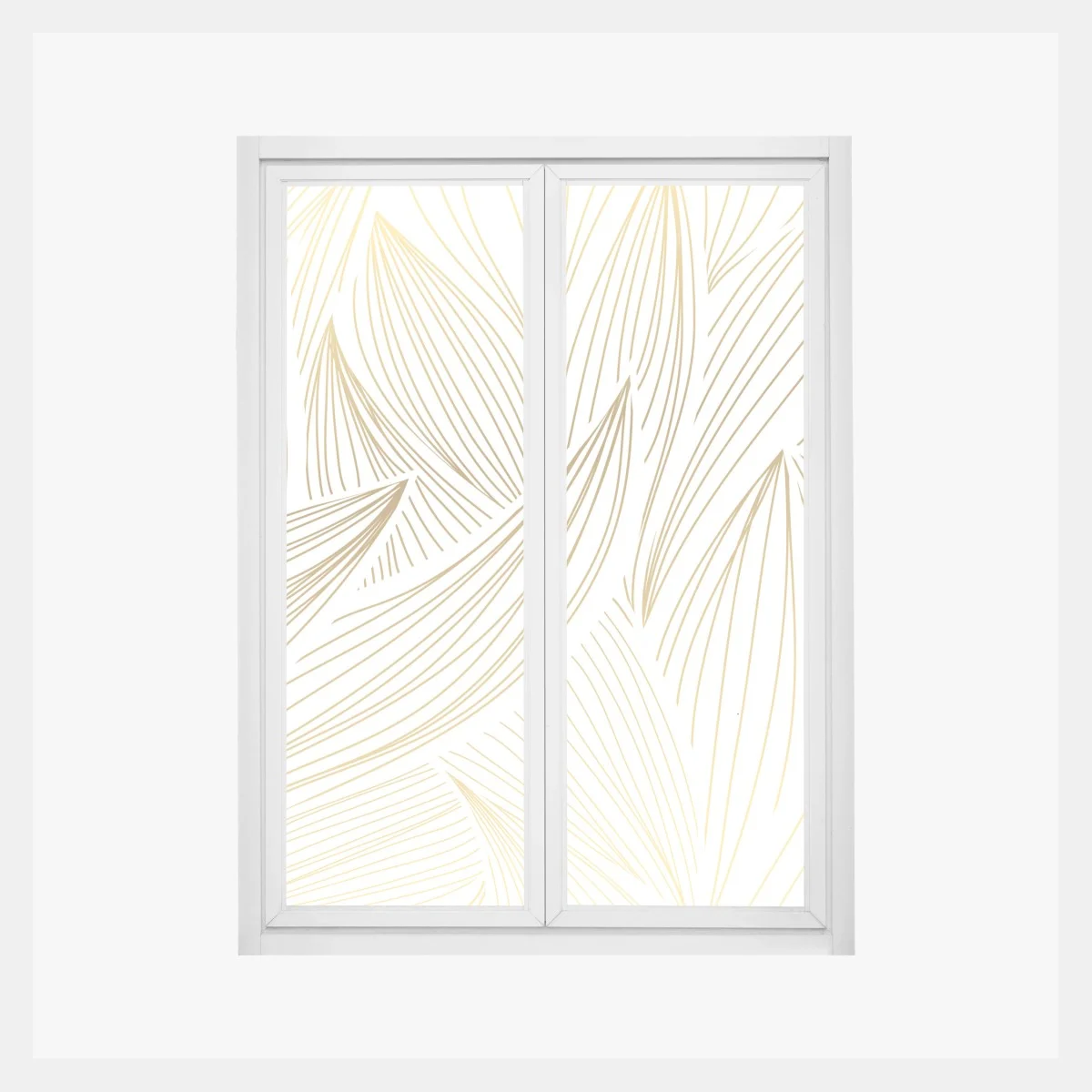 Window decal golden leaf line art • Wallissimo® Window decal golden leaf line art • Wallissimo®
