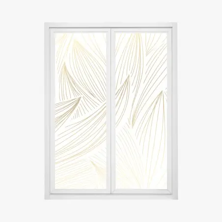 Window decal golden leaf line art • Wallissimo®