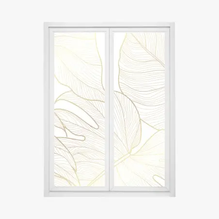 Window decal golden botanical line art • Wallissimo®