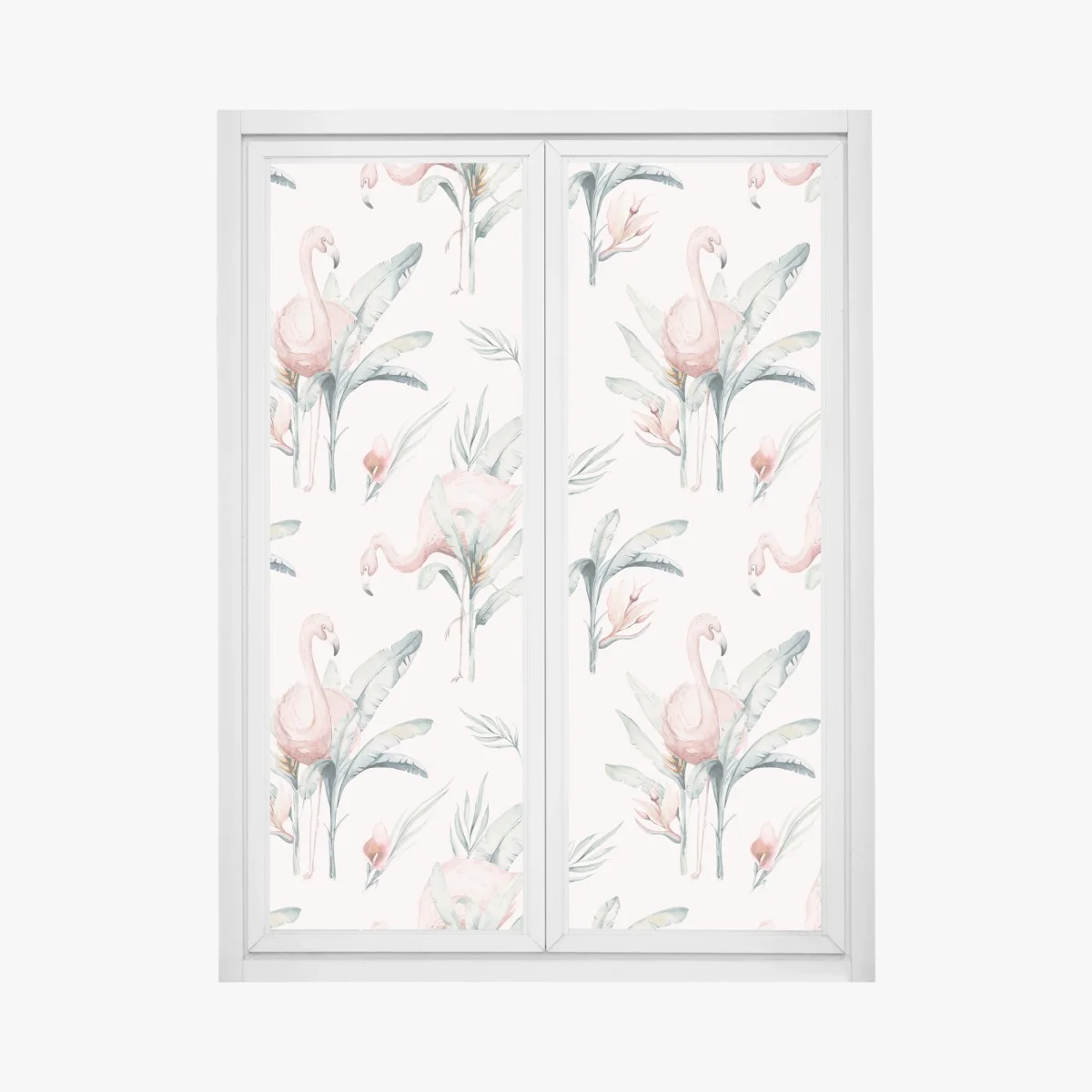 Window decal watercolor flamingo tropical pattern • Wallissimo® Window decal watercolor flamingo tropical pattern • Wallissimo®