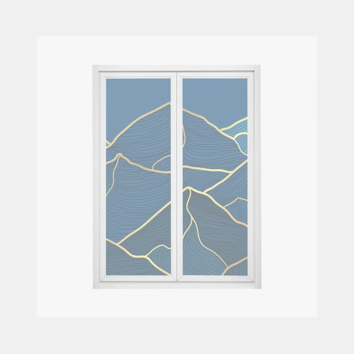 Window decal golden line mountain landscape • Wallissimo® Window decal golden line mountain landscape • Wallissimo®
