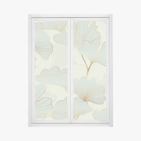 Window decal pastel ginkgo leaves pattern with gold accents • Wallissimo®