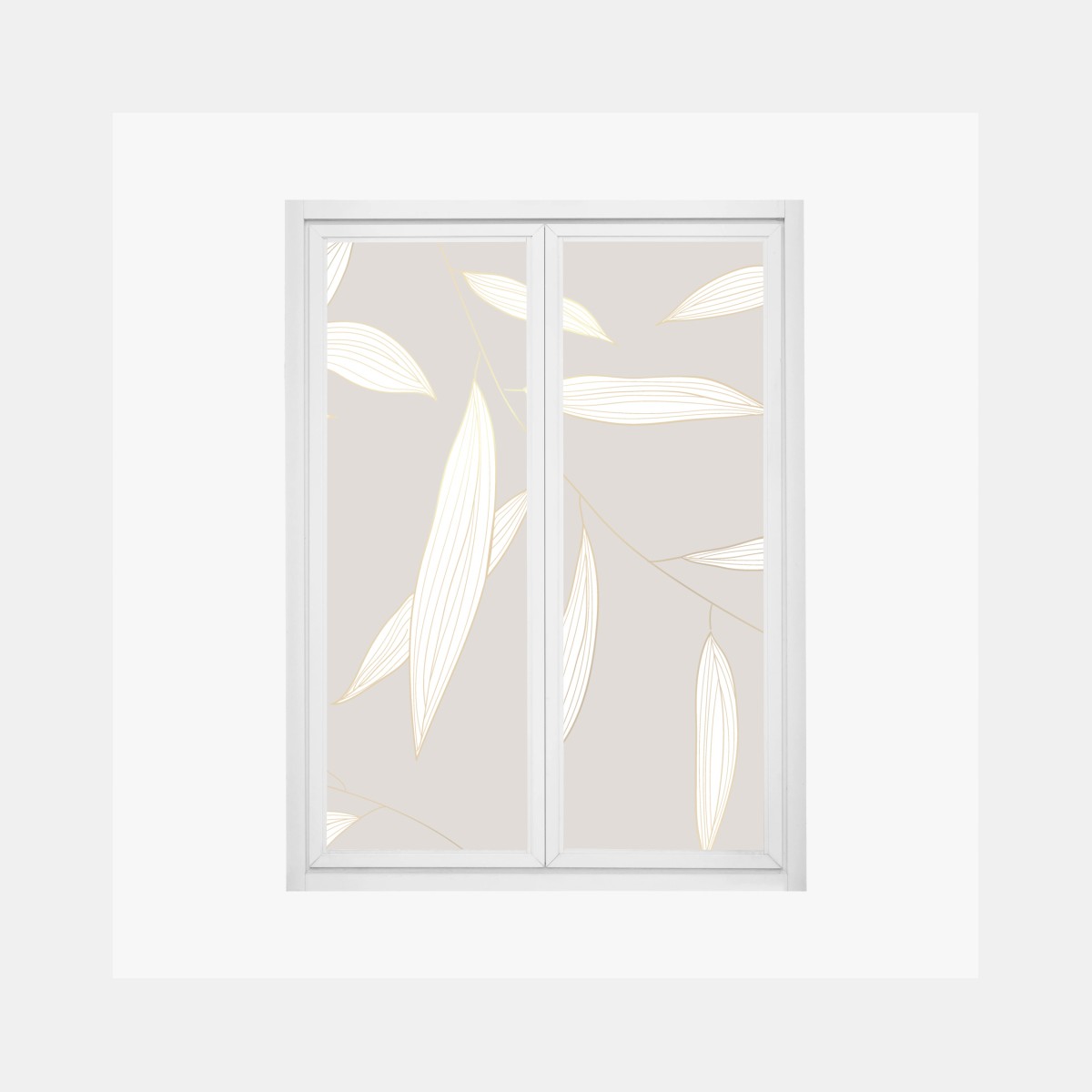 Window decal delicate gold-lined leaves on beige background ⁕ Wallissimo® Window decal delicate gold-lined leaves on beige background ⁕ Wallissimo®