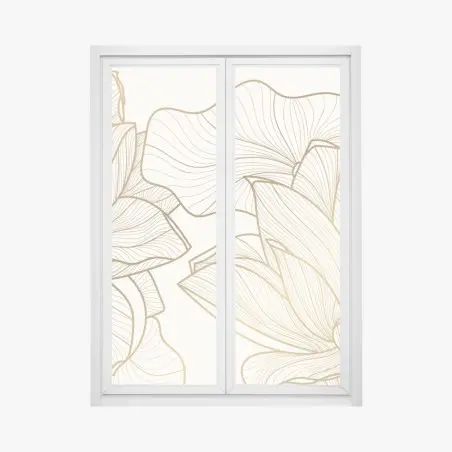 Window decal elegant gold line floral illustration • Wallissimo®