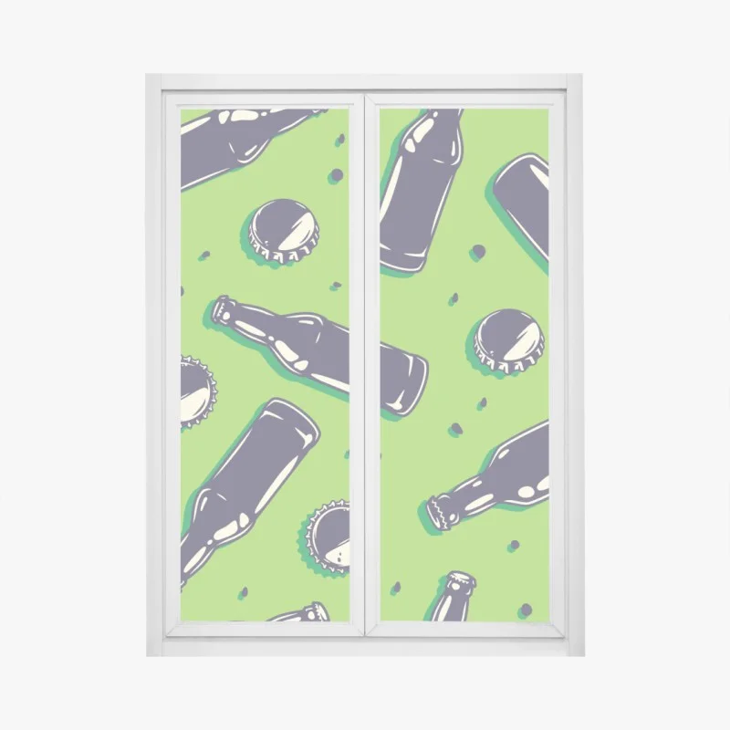 Window decal green beer bottle pop art print