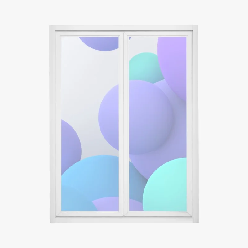 Window decal colorful 3d floating spheres abstract art