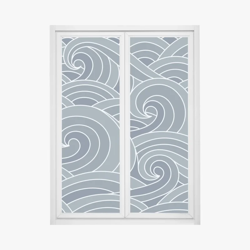 Window decal stylized ocean wave pattern