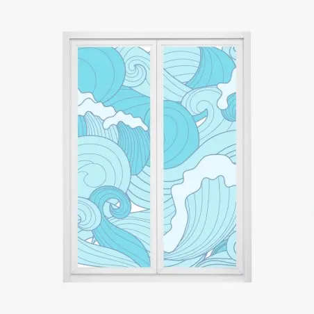 Window decal blue ocean waves pattern • Wallissimo®