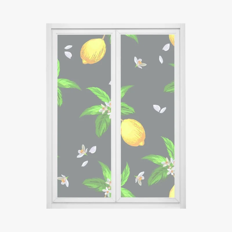 Window decal vibrant lemon botanical pattern
