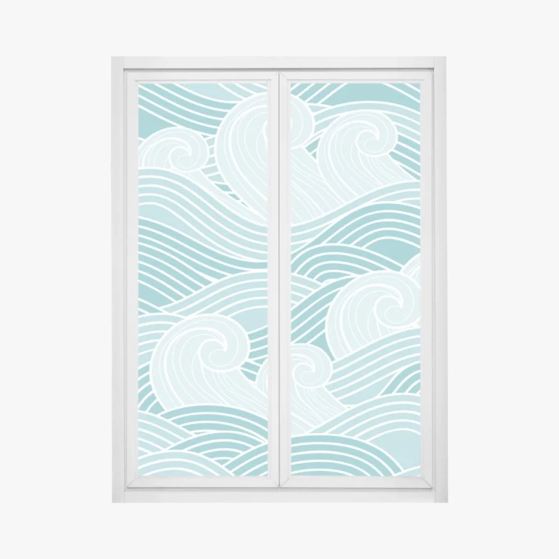 Window decal serene turquoise wave pattern