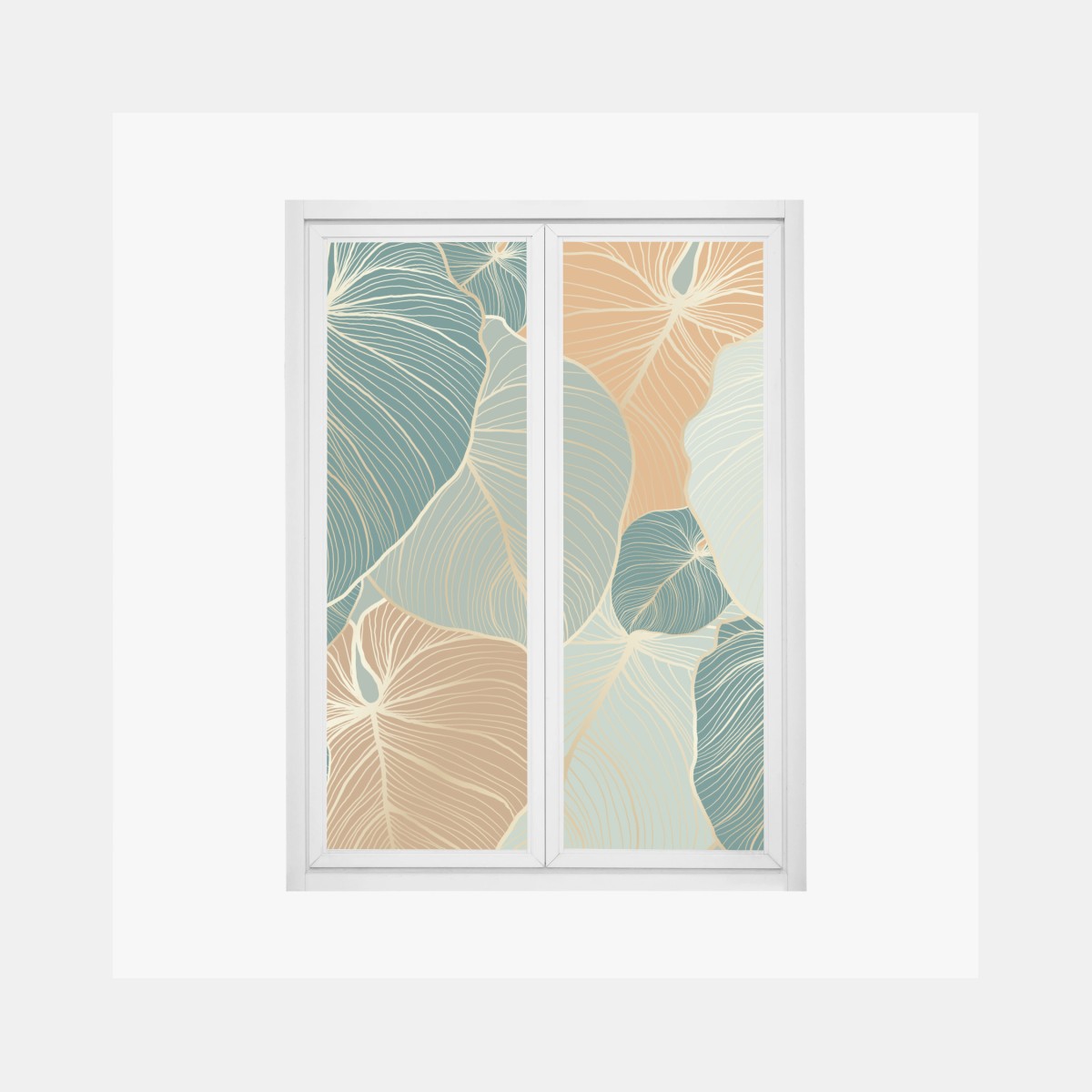 Window decal teal and gold botanical leaf pattern • Wallissimo® Window decal teal and gold botanical leaf pattern • Wallissimo®