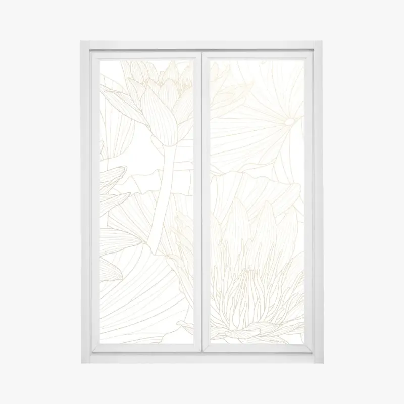 Window decal delicate gold floral line art