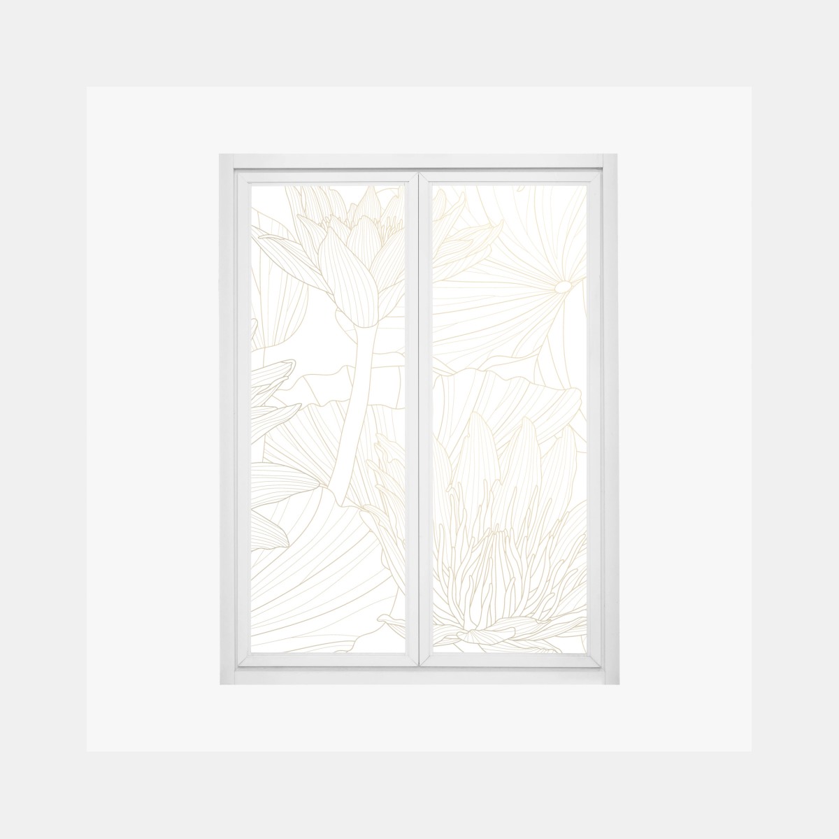 Window decal delicate gold floral line art • Wallissimo® Window decal delicate gold floral line art • Wallissimo®