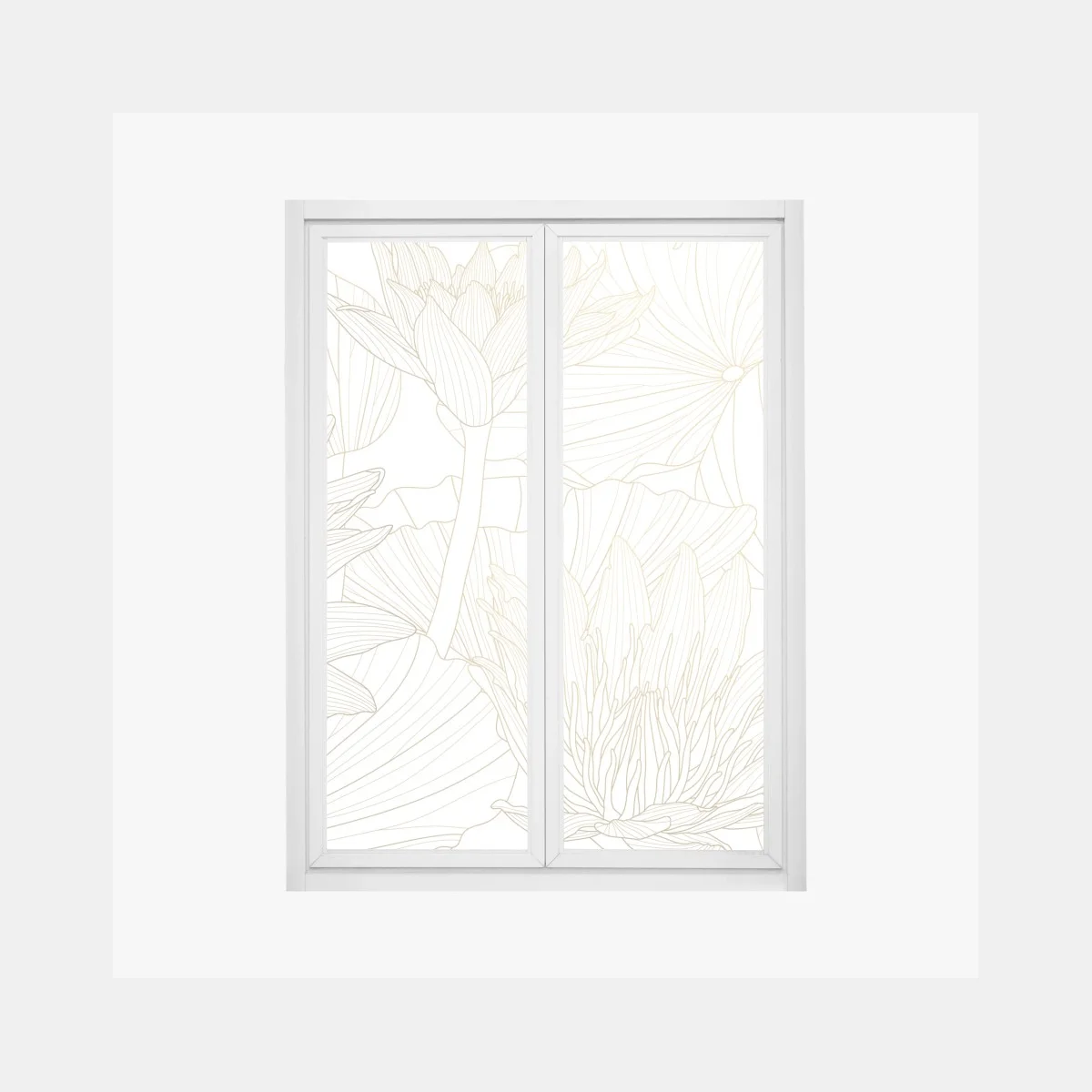 Window decal delicate gold floral line art • Wallissimo® Window decal delicate gold floral line art • Wallissimo®