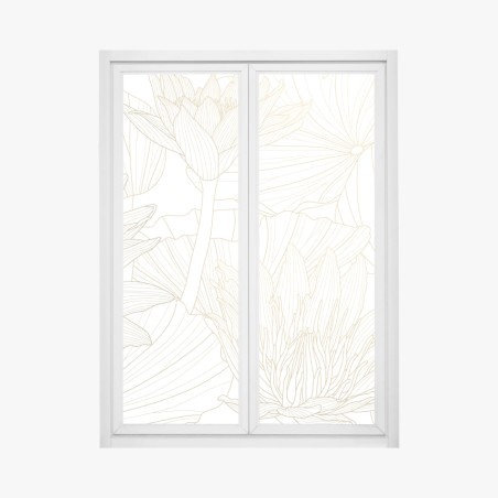 Window decal delicate gold floral line art • Wallissimo®