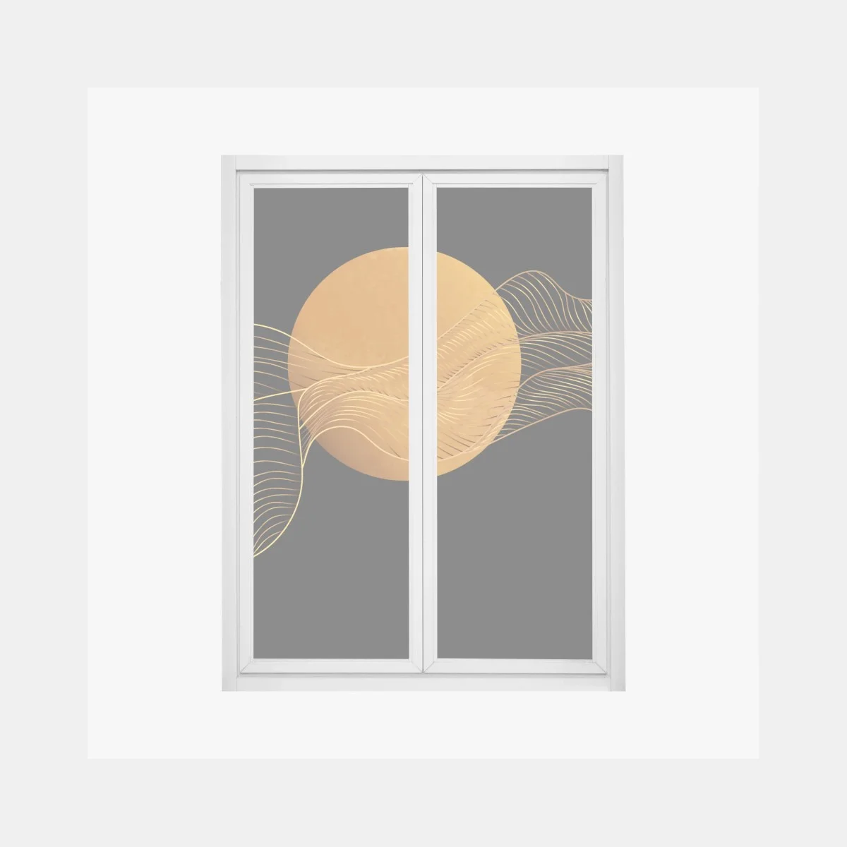Window decal golden waves on black abstract composition • Wallissimo® Window decal golden waves on black abstract composition • Wallissimo®