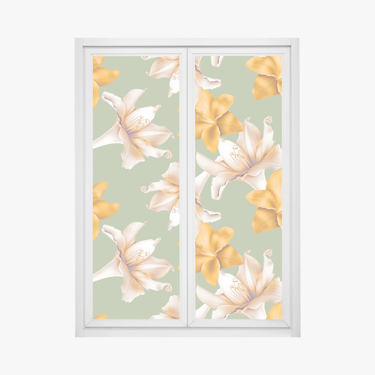 Window decal golden lily botanical pattern • Wallissimo® Window decal golden lily botanical pattern • Wallissimo®