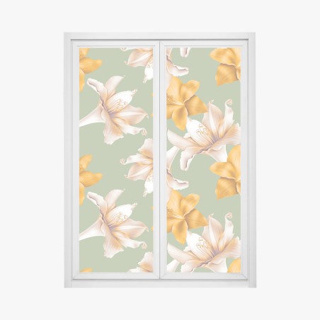 Window decal golden lily botanical pattern • Wallissimo®
