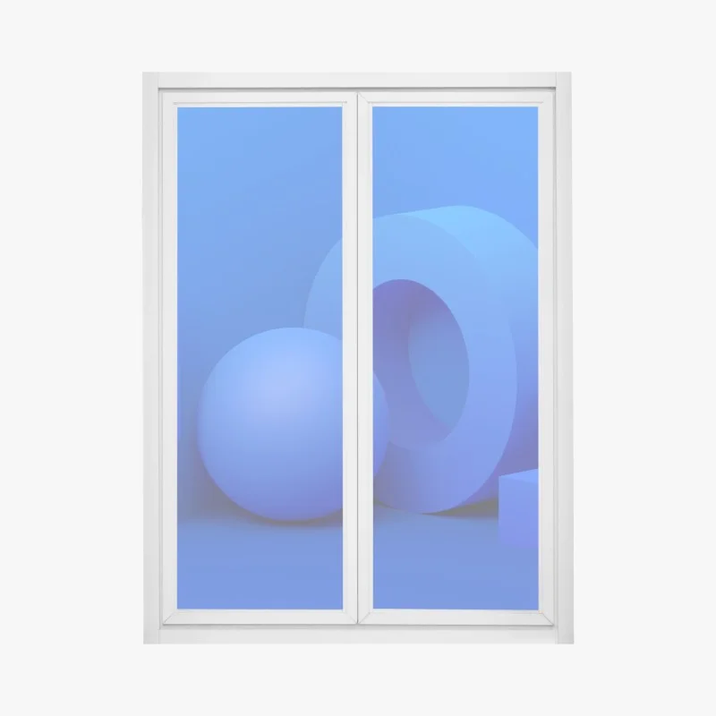Window decal blue geometric 3d composition