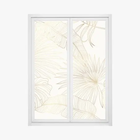 Window decal golden tropical leaves pattern • Wallissimo®
