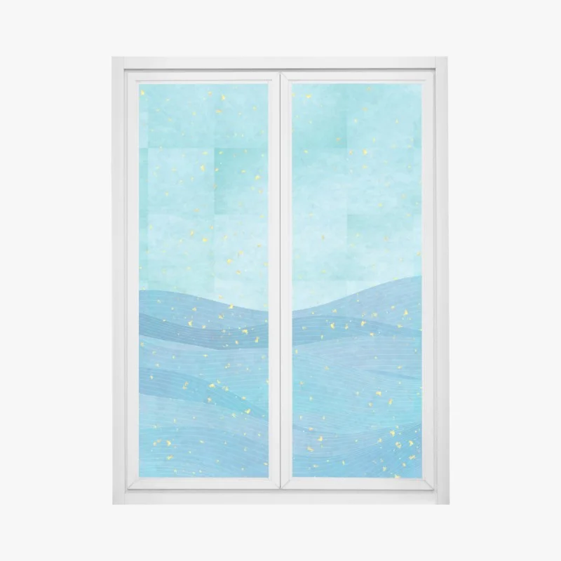 Window decal turquoise wave abstract composition