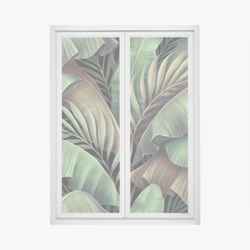 Window decal tropical leaves botanical pattern