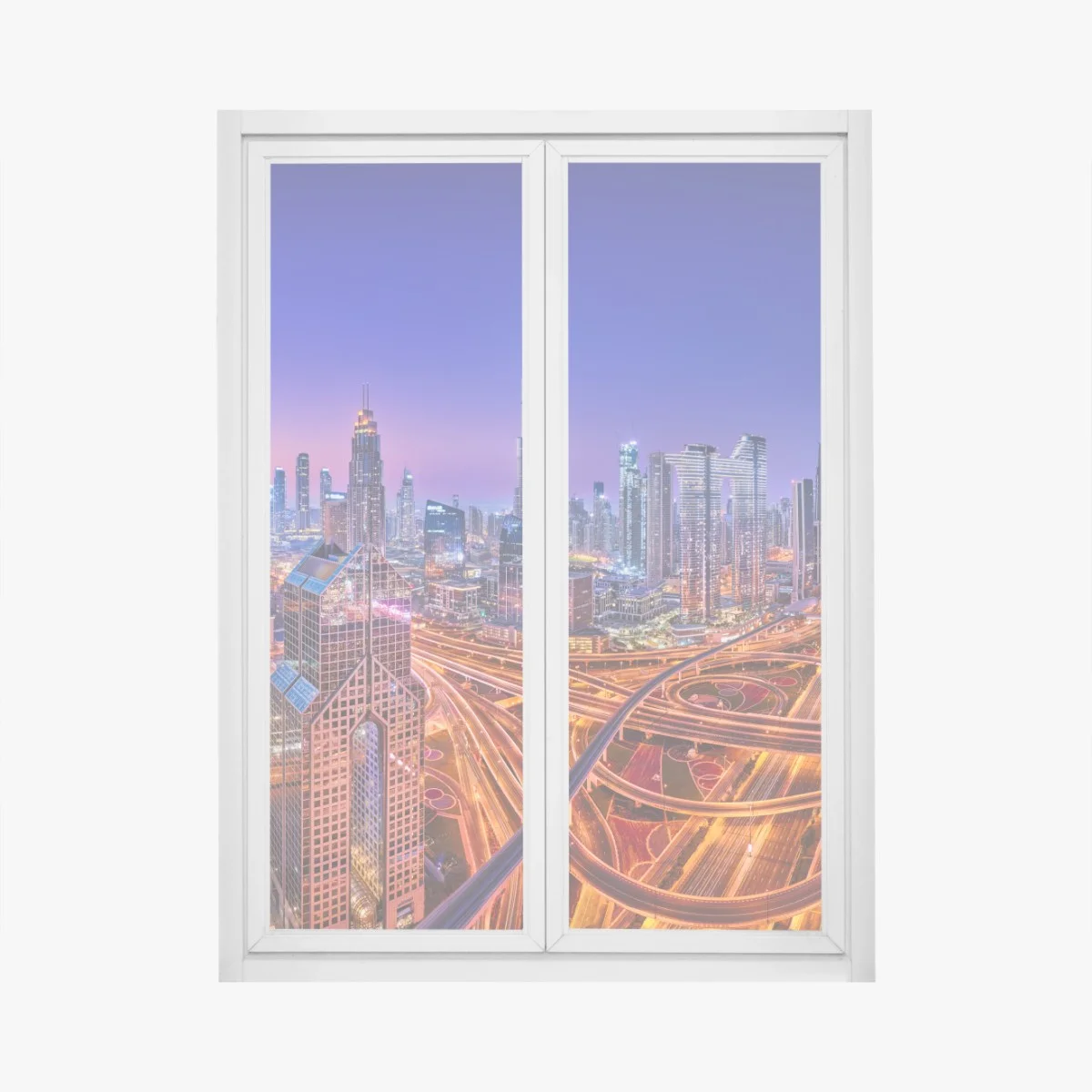 Window decal Dubai skyline at twilight • Wallissimo® Window decal Dubai skyline at twilight • Wallissimo®