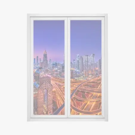 Window decal Dubai skyline at twilight • Wallissimo®