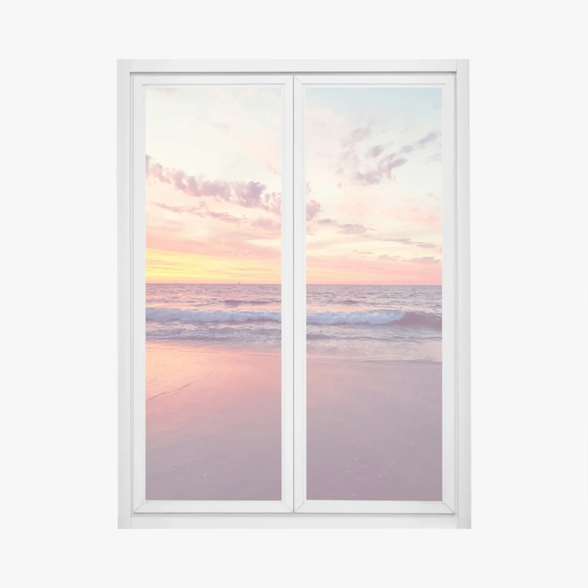 Window decal pastel beach sunset over calm sea • Wallissimo® Window decal pastel beach sunset over calm sea • Wallissimo®