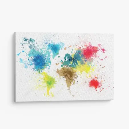 Canvas print color splash world map • Wallissimo®