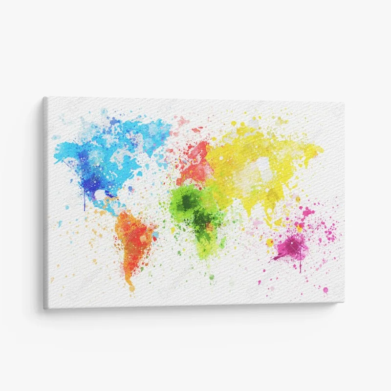 Canvas print colorful watercolor world map