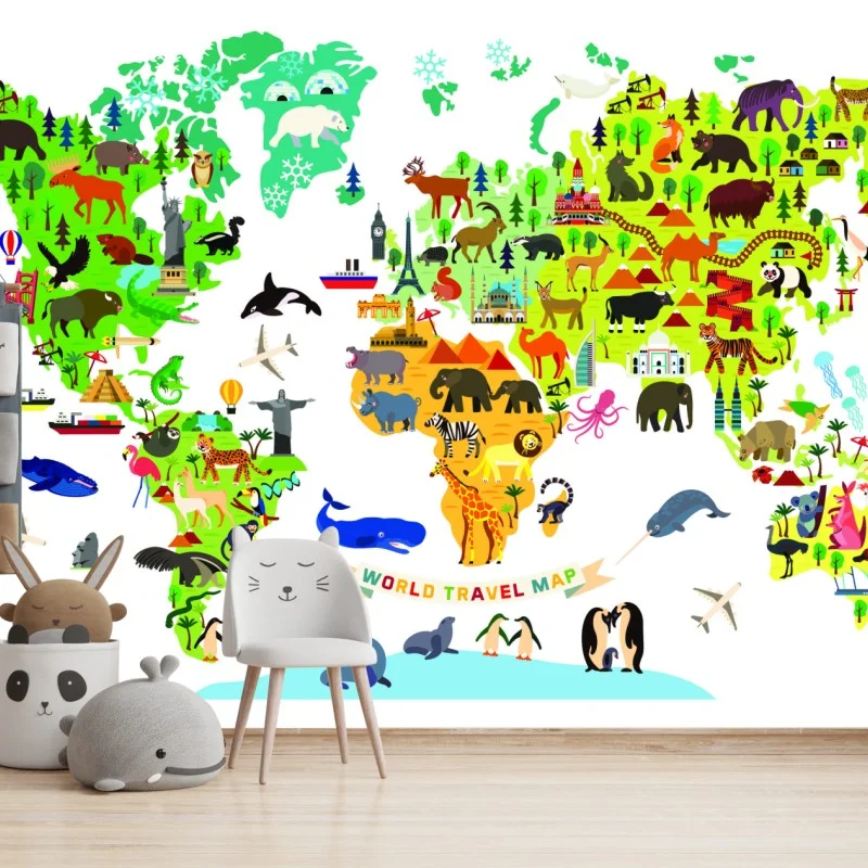 Wall mural colorful world travel map