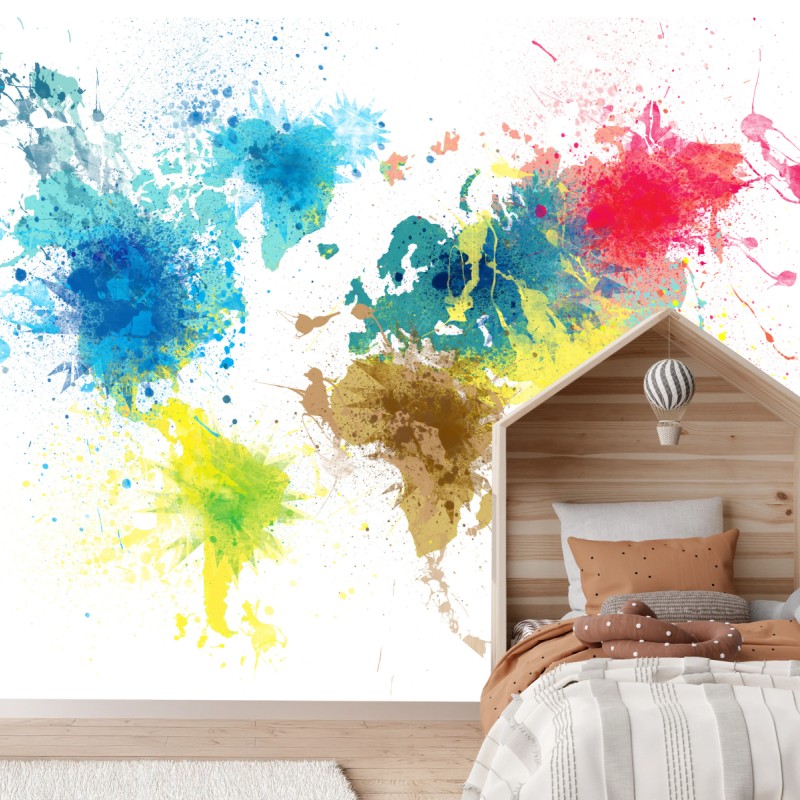 Wall mural color splash world map