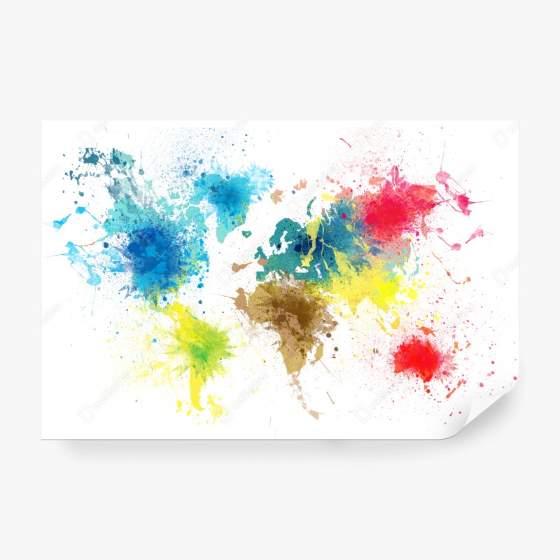 Wall mural color splash world map
