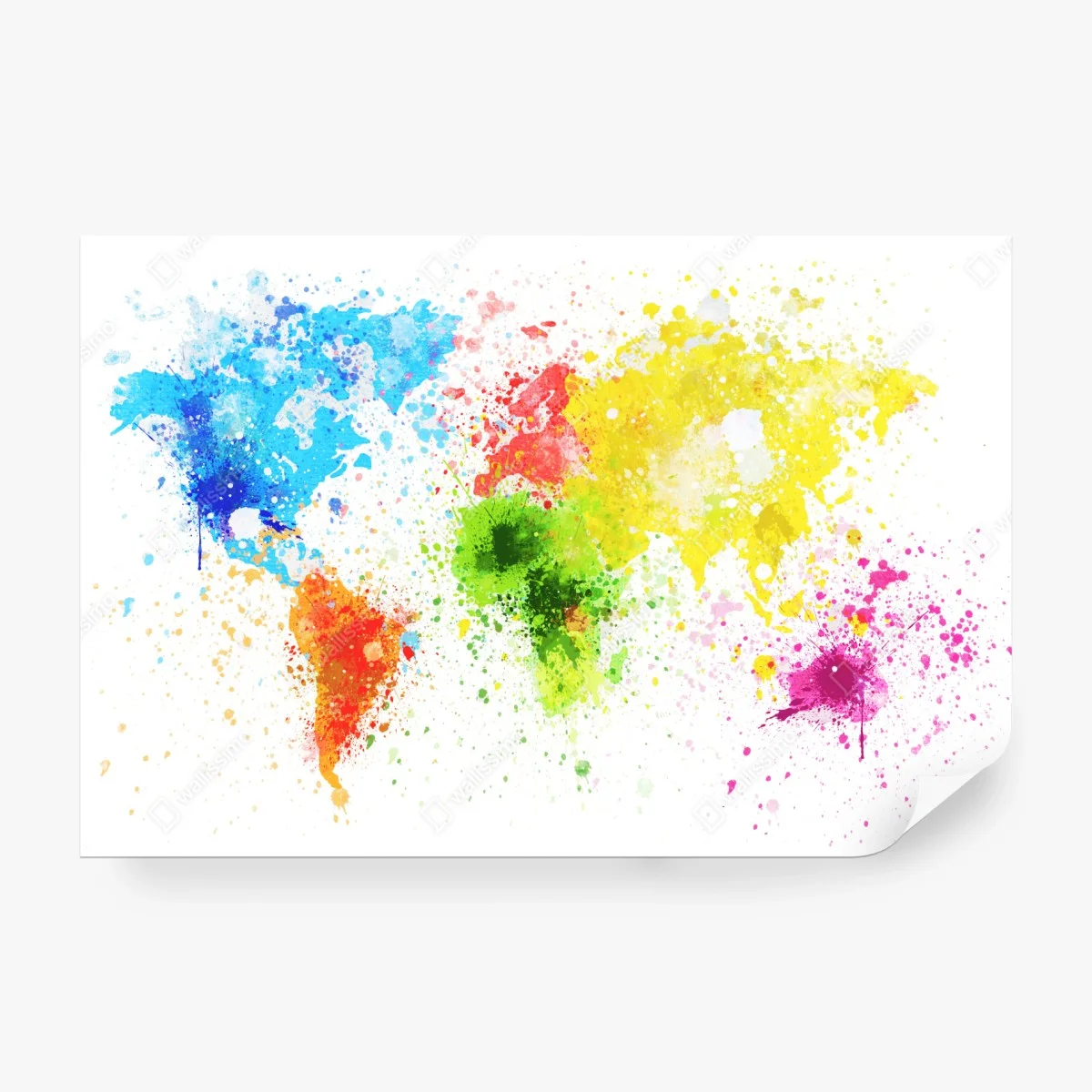Wall mural colorful watercolor world map • Wallissimo® Wall mural colorful watercolor world map • Wallissimo®